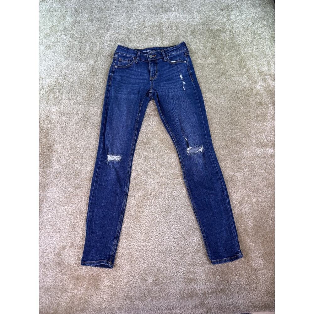 Old Navy Rockstar Womens Skinny Jeans Size 0 Stretch Mid Rise Distressed C581